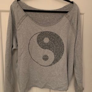 Ying Yang Off the Shoulder Sweatshirt Size Large